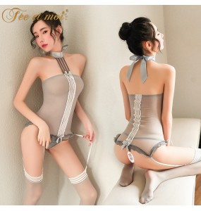 FEE ET MOI Sexy Secretary Nightwear Dress With Stocking (Grey)